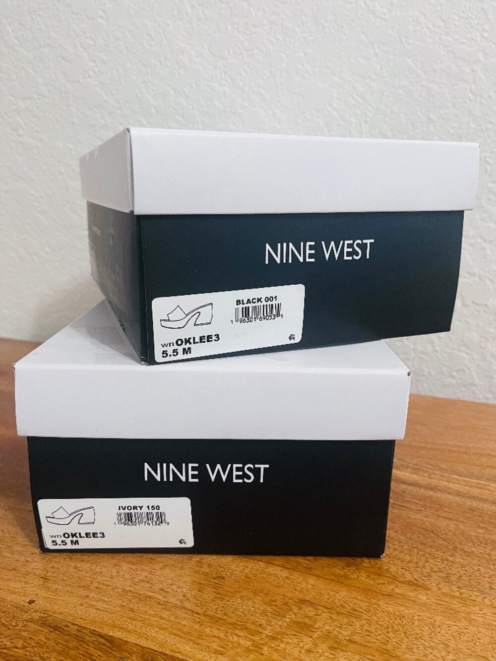 2 PAIRS!! Nine West Ivory & Black Oklee Platform Slide Heeled Mule Sandals 5.5 - Picture 14 of 14